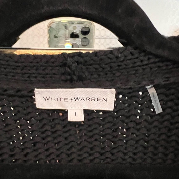 White + Warren Black Cardigan - Picture 5 of 5